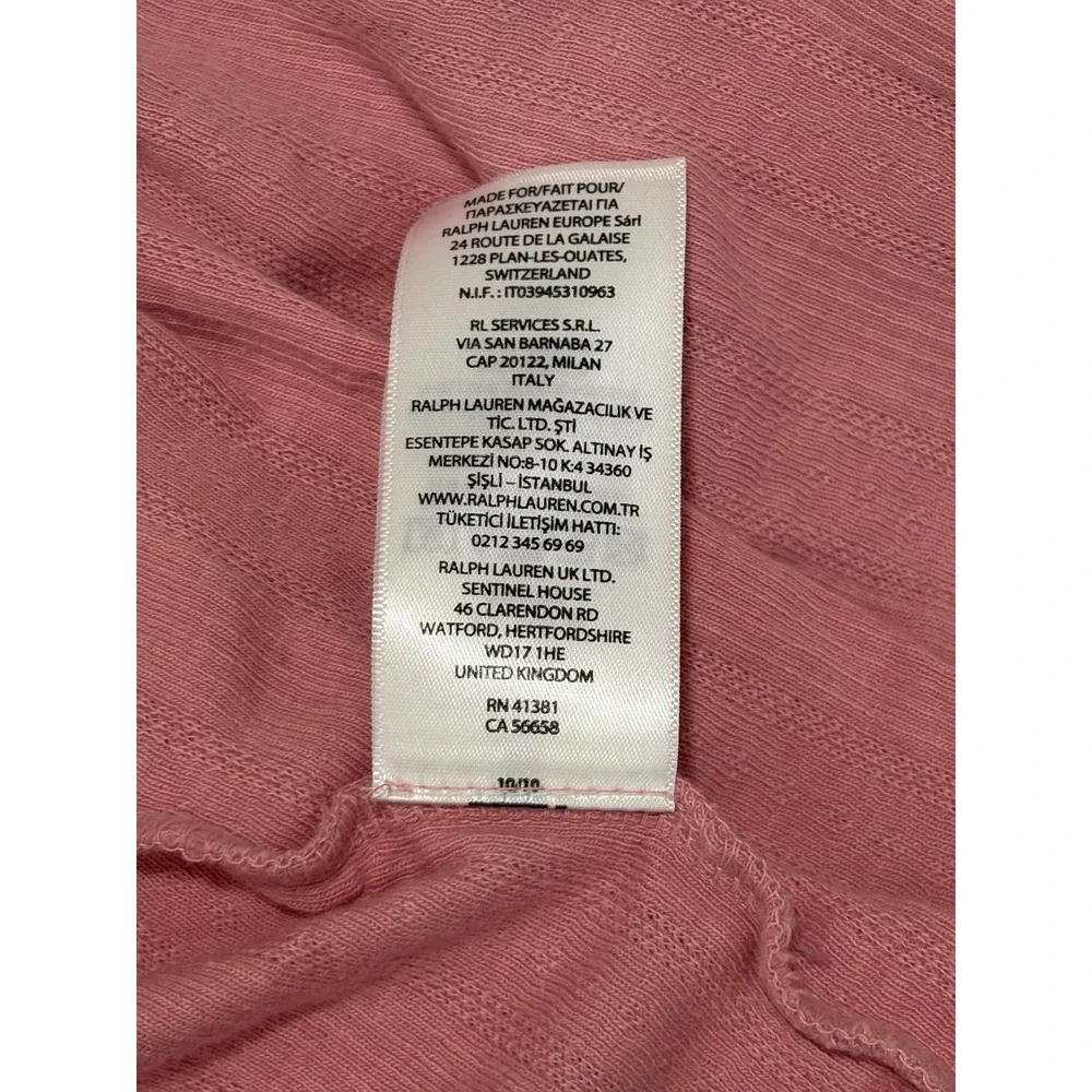 Ralph Lauren Baby Girl Pink Pointelle Wrap Top Side Snap Ruffle 9M Long Sleeve